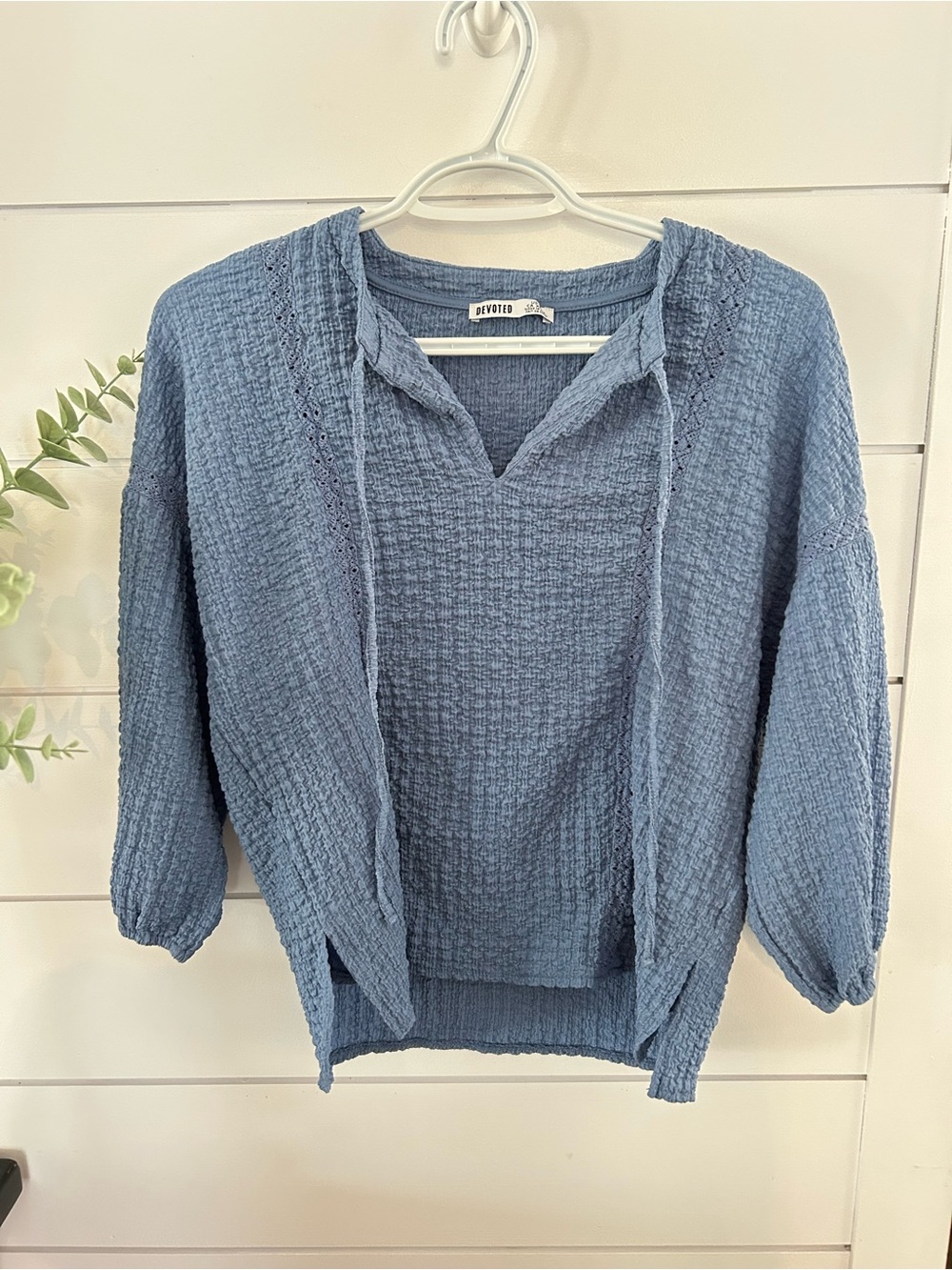 Devoted Textured Boho Blouse | Size XS (Oversized Fit) | PTP 22” - Picture 2 of 8